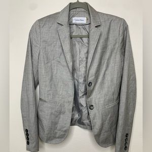 Calvin Klein Blazer Jacket Light Gray Silver Womens Size 2